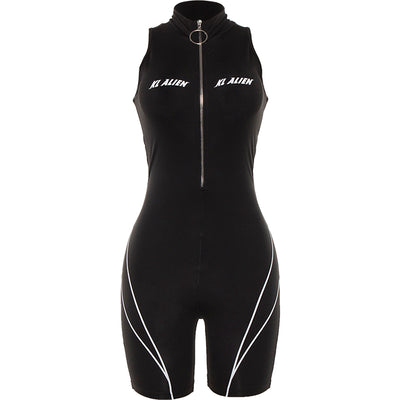 Jumpsuit Deportivo Negro para Mujer con Cuello Cremallera - Image 11