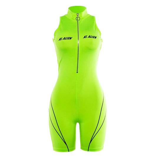 Jumpsuit Deportivo Negro para Mujer con Cuello Cremallera - Image 2