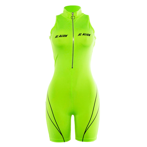 Jumpsuit Deportivo Negro para Mujer con Cuello Cremallera