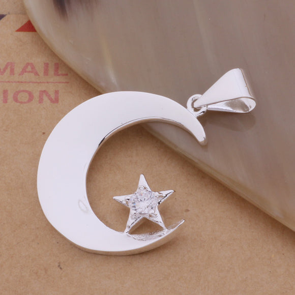 Collar de Plata con Colgante Luna y Estrella