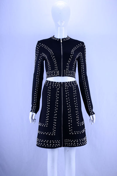Conjunto Elegante de Falda Ajustada con Cuello Redondo y Mangas Largas - Image 9