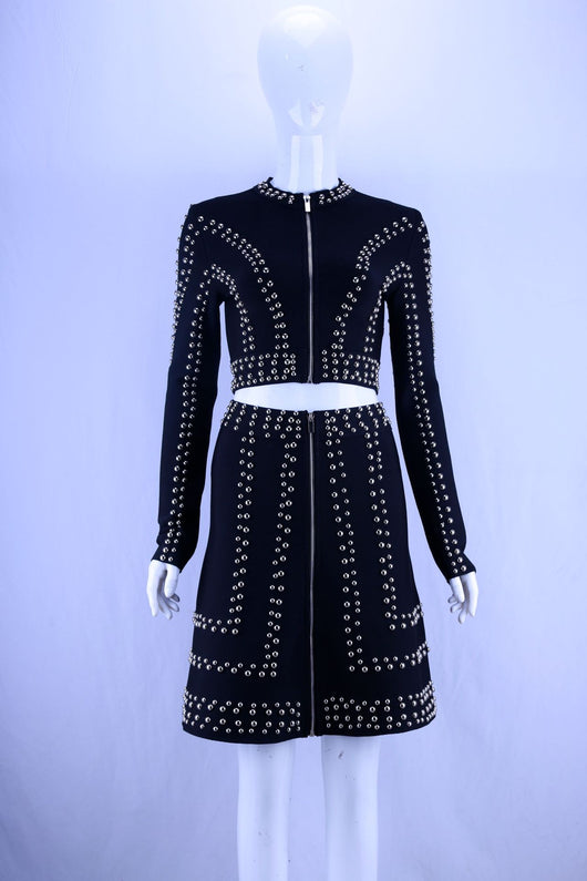 Conjunto Elegante de Falda Ajustada con Cuello Redondo y Mangas Largas - Image 9