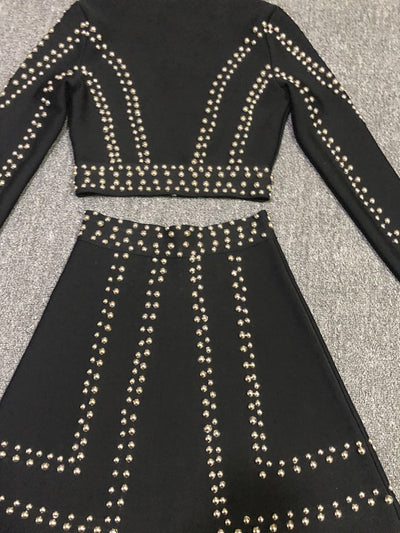 Conjunto Elegante de Falda Ajustada con Cuello Redondo y Mangas Largas - Image 10