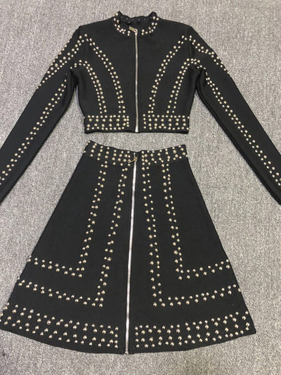Conjunto Elegante de Falda Ajustada con Cuello Redondo y Mangas Largas - Image 11