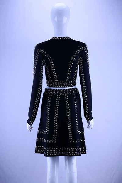 Conjunto Elegante de Falda Ajustada con Cuello Redondo y Mangas Largas - Image 8