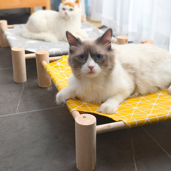 Hamaca Colgante para Gatos con Marco de Madera - Impermeable