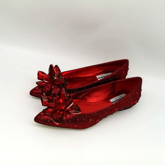Zapatos de Novia con Tacón Plano y Flores de Cristales - Image 8