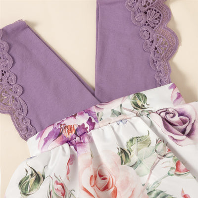 Vestido Enterizo Infantil con Escote en V y Flores - Image 5