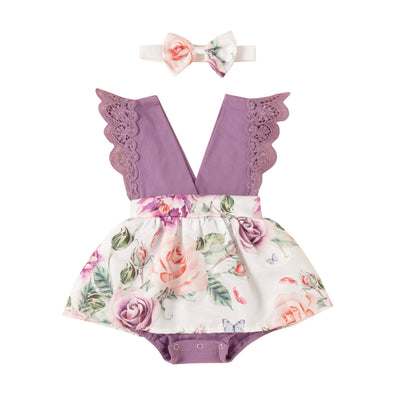 Vestido Enterizo Infantil con Escote en V y Flores - Image 6