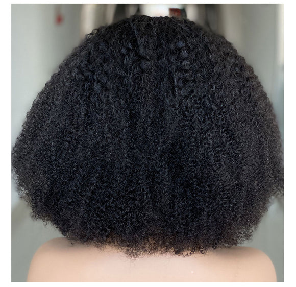 Peluca de Cabello Humano Rizado Sedoso sin Pegamento para Mujeres Negras