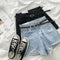 Shorts Denim Rotos Cintura Alta Estilo Coreano Pierna Ancha Retro