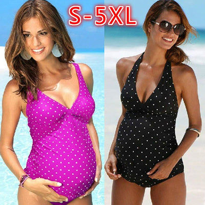 Traje de Baño Premamá Escote Profundo con Diseño de Onda
