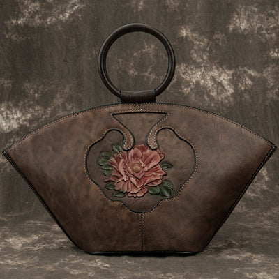 Cartera de Cuero Genuino con Flores Pintadas a Mano y Relieve Artesanal - Image 2