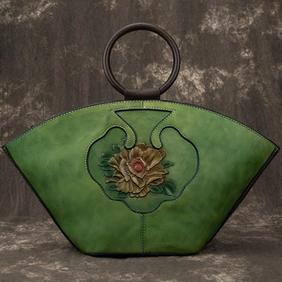 Cartera de Cuero Genuino con Flores Pintadas a Mano y Relieve Artesanal - Image 4