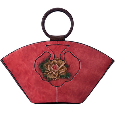 Cartera de Cuero Genuino con Flores Pintadas a Mano y Relieve Artesanal - Image 5