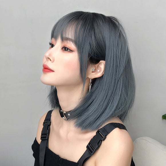 Peluca Bobo Corta con Flequillo Japonés - Estilo Hombro Moderno
