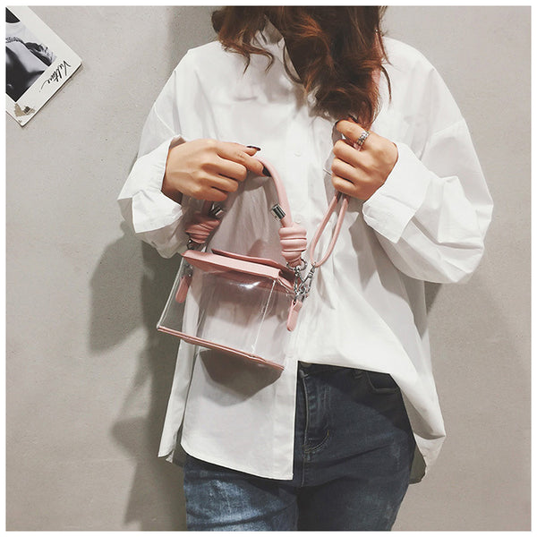 Bolsa Transparente de Cadena - Cartera Jelly Cuadrada Portátil