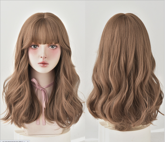 Peluca Larga Rizada con Flequillo Airoso - Cabello Natural Completo
