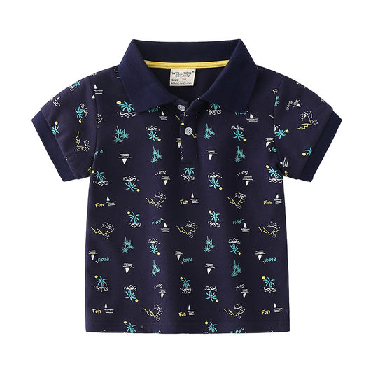 Polo Infantil de Algodón Manga Corta para Verano