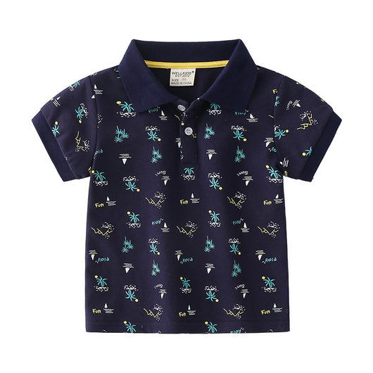 Polo Infantil de Algodón Manga Corta para Verano