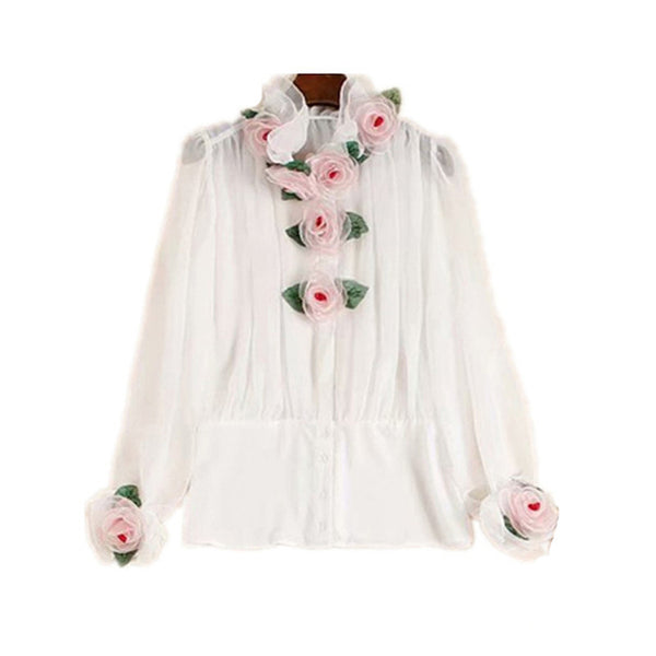 Camisa Bordada Tridimensional Primavera Verano
