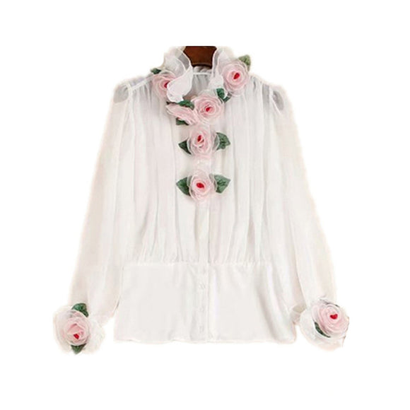 Camisa Bordada Tridimensional Primavera Verano
