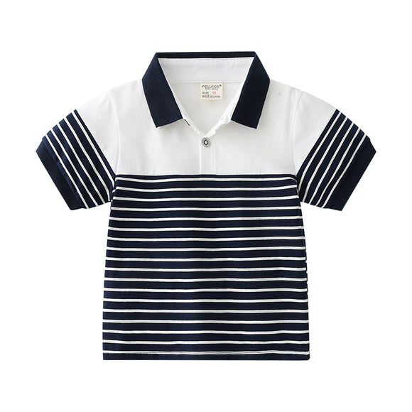 Camiseta Infantil a Rayas de Algodón - Manga Corta Transpirable y Cómoda