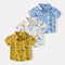 Camisa Infantil de Algodón Estampado - Manga Corta Casual con Cuello Solapa