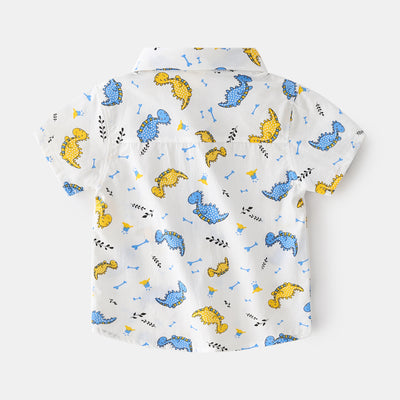 Camisa Infantil de Algodón Estampado - Manga Corta Casual con Cuello Solapa - Image 5