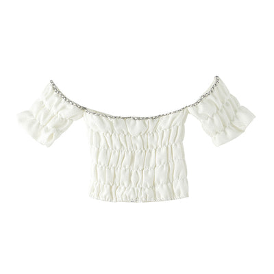 Blusa Tibetana Azul y Blanca - Camiseta Asimétrica de Diseño Minimalista para Mujer - Image 5