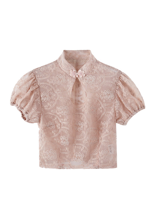 Blusa Cheongsam Corta con Bordado Artesanal de Lujo - Image 2