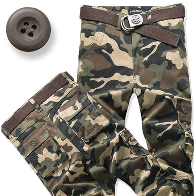 Pantalones Holgados de Cintura Alta con Múltiples Bolsillos Talla Grande - Image 9