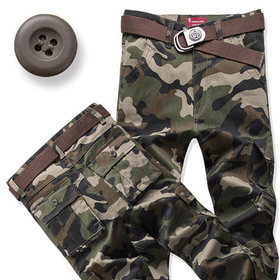 Pantalones Holgados de Cintura Alta con Múltiples Bolsillos Talla Grande