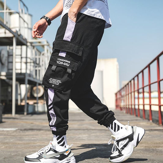 Pantalones Deportivos Holgados con Cordón y Múltiples Bolsillos