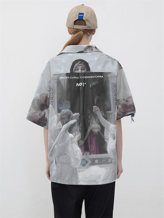 Playera Estampado Óleo Retro - Diseño Artístico Manga Corta - Image 4