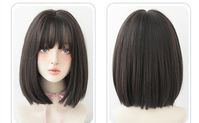 Peluca Bobo Corta con Flequillo Japonés - Estilo Hombro Moderno - Image 6