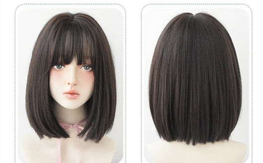 Peluca Bobo Corta con Flequillo Japonés - Estilo Hombro Moderno - Image 6