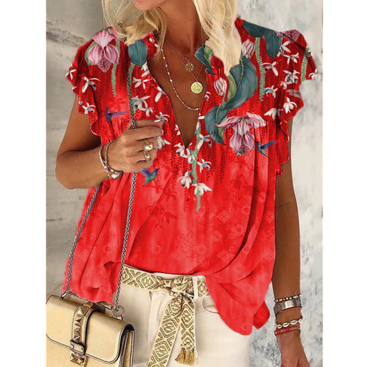 Blusa Estampada Cuello V Talla Grande - Image 9