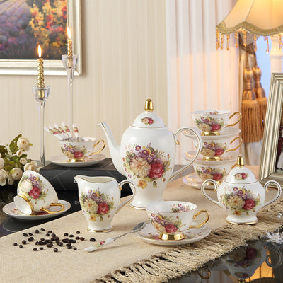 Juego de Taza y Platillo para Té de la Tarde con Diseño Floral Inglés - Image 7