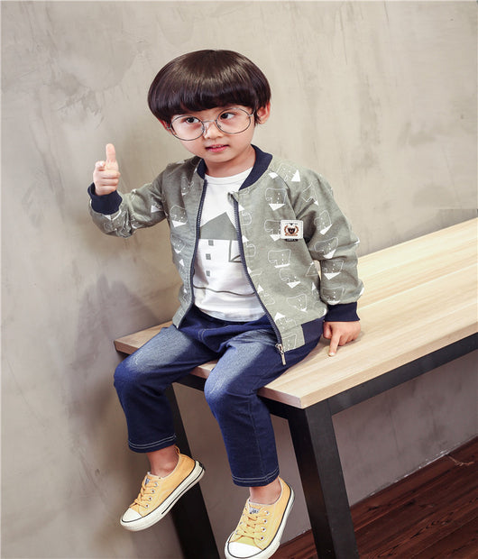 Conjunto Infantil de 3 Piezas: Chaqueta y Pantalón Largo con Estampado de Casa - Image 4