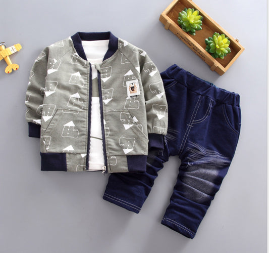 Conjunto Infantil de 3 Piezas: Chaqueta y Pantalón Largo con Estampado de Casa - Image 2