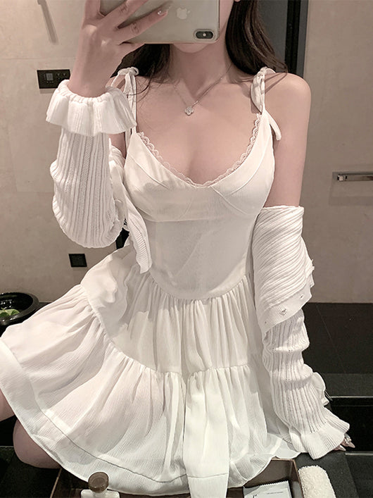 Falda A-Line Holgada Estilo Coreano Blanca