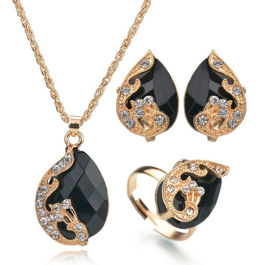 Conjunto de Joyería Nupcial con Piedras de Cristal - Collar y Aretes de Aleación - Image 10