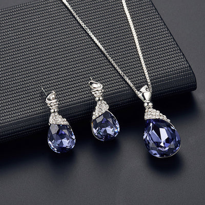 Conjunto de Joyería Nupcial con Piedras de Cristal - Collar y Aretes de Aleación - Image 14