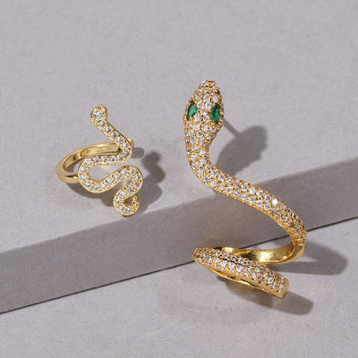 Aretes de Serpiente Dorados con Circonitas 3D - Image 7