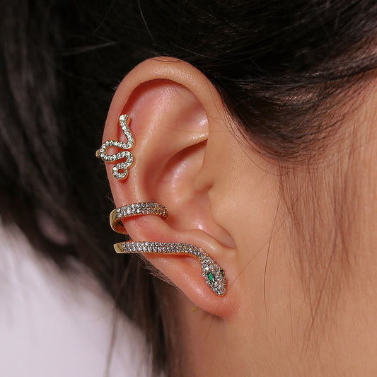 Aretes de Serpiente Dorados con Circonitas 3D
