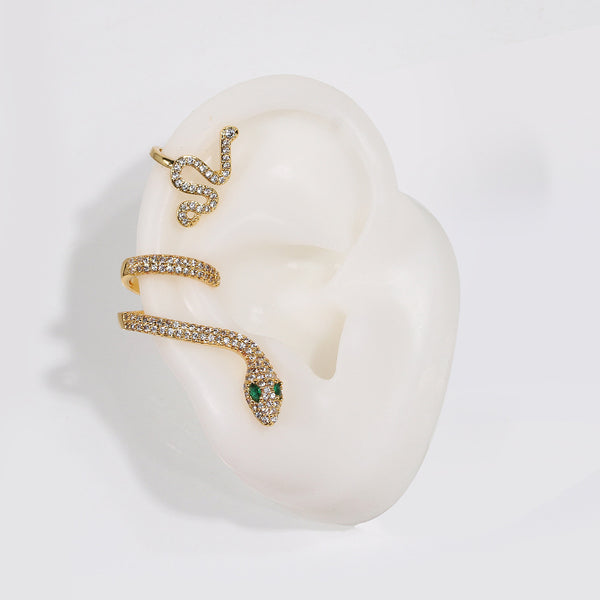 Aretes de Serpiente Dorados con Circonitas 3D - Image 3