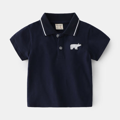 Playera Casual Coreana con Bordado de Caricatura y Cuello Solapa - Image 10