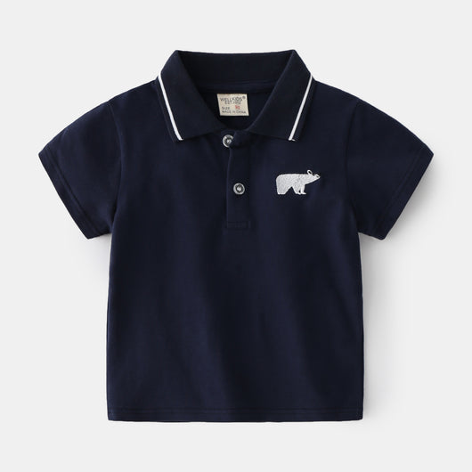 Playera Casual Coreana con Bordado de Caricatura y Cuello Solapa - Image 10
