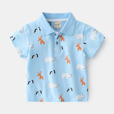 Playera Casual Coreana con Bordado de Caricatura y Cuello Solapa - Image 11